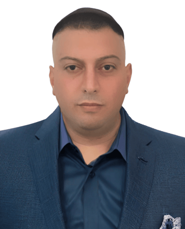 a man in a suit and tie with a blue shirt