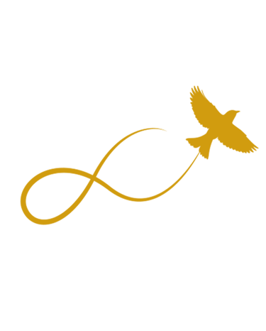 logo firmy - ptak jako symbol uwolnienia, opatrzony liczbą nieskończoność