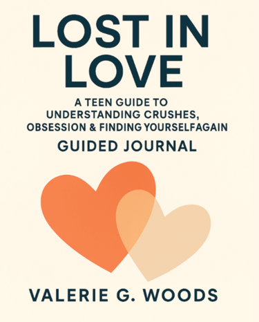 Lost in Love Guided Journal Cover graphic image of two hearts