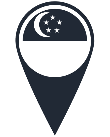 a dark location icon with Singapore flag with transparent background representing the idea Singapore location