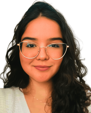 a woman with glasses and a white shirt