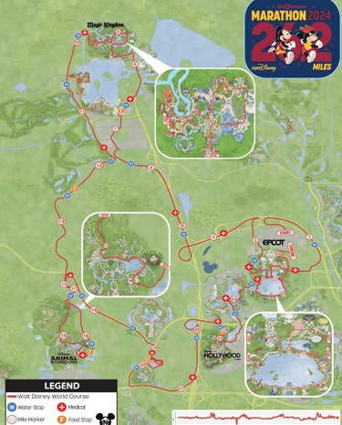 2024 runDisney Walt Disney World Marathon Weekend Marathon Course Map