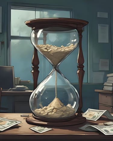 illustration de sablier et billet de banque