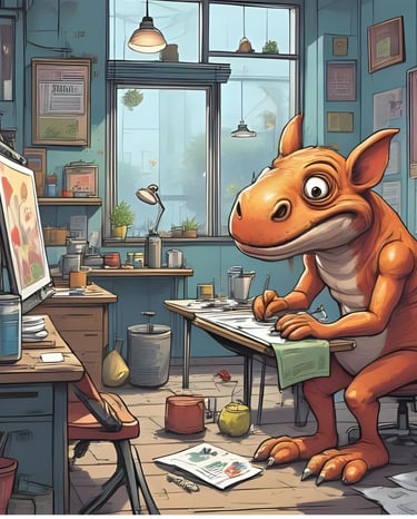 illustration artiste atypique travaillant sur un projet