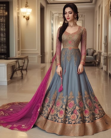 A model wearing a vibrant dress walking confidently in a sunlit street.