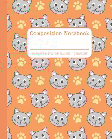 APRICOT-ORANGE COMPOSITION NOTEBOOK - Cats & Paws