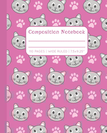 PINK COMPOSITION NOTEBOOK - Cats & Paws