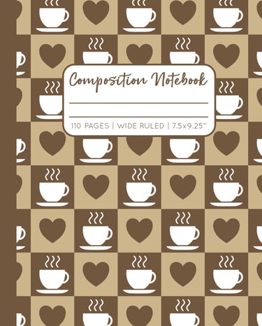 BROWN-BEIGE COMPOSITION NOTEBOOK - Coffee & Hearts