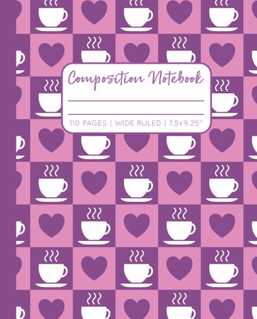 PLUM-PINK COMPOSITION NOTEBOOK - Coffee & Hearts