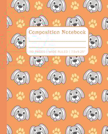 APRICOT-ORANGE COMPOSITION NOTEBOOK - Dogs & Paws