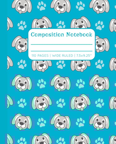 TEAL COMPOSITION NOTEBOOK - Dogs & Paws