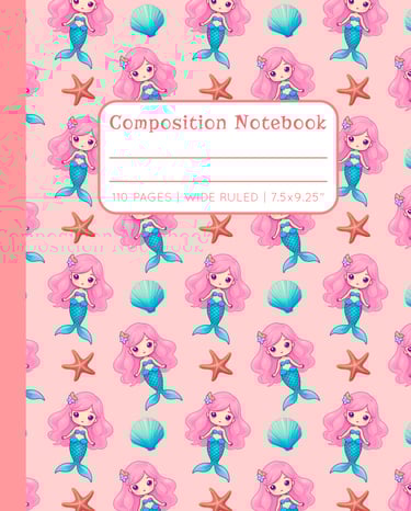 CORAL PINK COMPOSITION NOTEBOOK - Mermaids