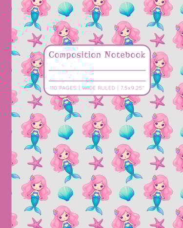 PINK & SILVER-GRAY COMPOSITION NOTEBOOK - Mermaids