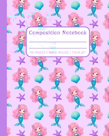 PURPLE/LILAC COMPOSITION NOTEBOOK - Mermaids