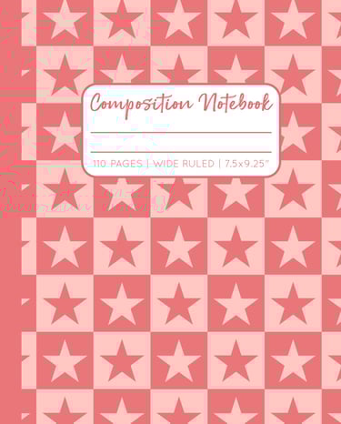PEACH RED COMPOSITION NOTEBOOK - Stars