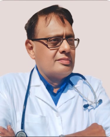 Dr. Mahesh Agrawal Dholpur- a man in a white lab coat and glasses