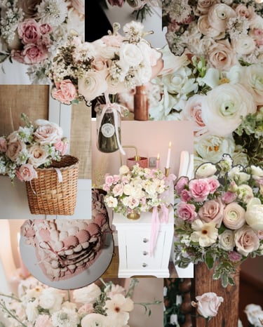 Blush pink wedding flower moodboard