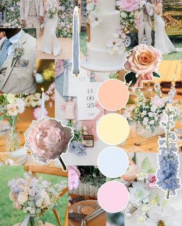 Pastel wildflowers wedding flower moodboard
