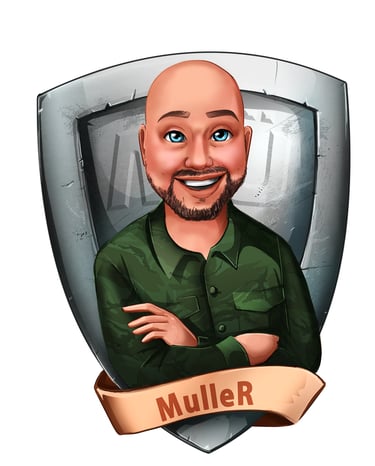 a cartoon character with a shield and a banner