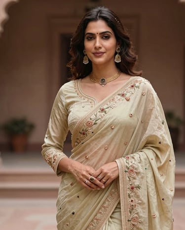 Elegant women's outfits showcased on mannequins with soft natural lighting.