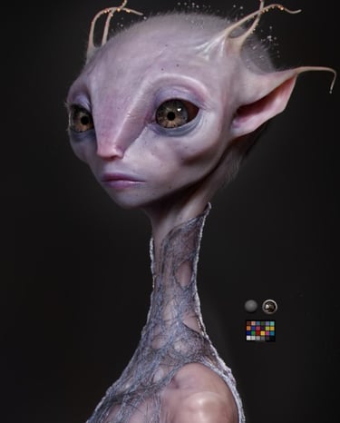 Fully globally-lit 3D model of alien