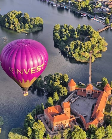 hot air balloon flying trakai or vilnius