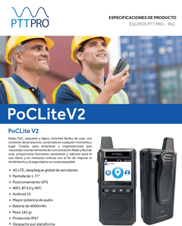 Descarga Ficha Técnica de PoCLiteV2 PTTPRO