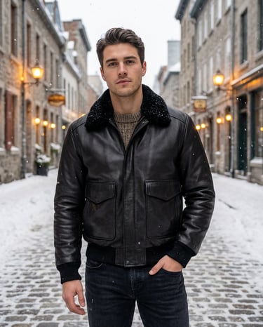 Giacca in pelle imbottita nera da uomo