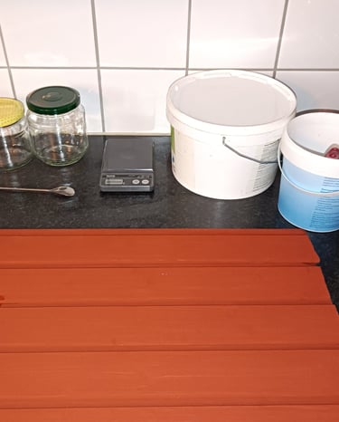 Essai de teinte de peinture et homogénéité planche par planche