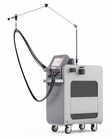 gray laser device on a white background
