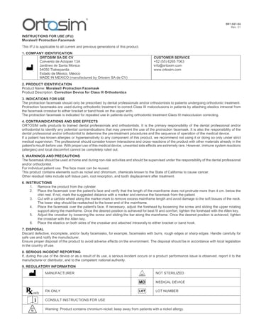 Instructions for use (english) IFU | Morales® protraction facemask