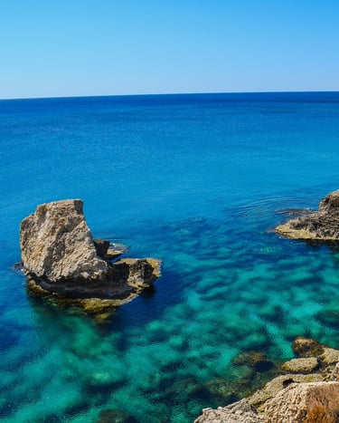 Crystal clear Mediterranean sea, used as a background to highlight what is included in the tour. 