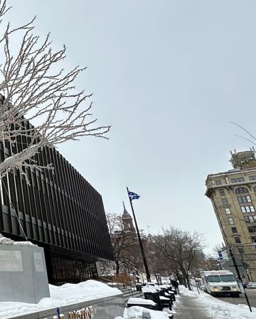 The newest Palais de Justice, a large, modernist structure
