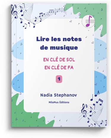 a book with a picture of a musical notepad