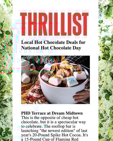 a poster advertising a local hot chocolate dessert