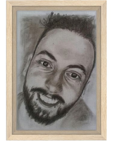 portrait graphite imprimé toile encadrée bois fsc