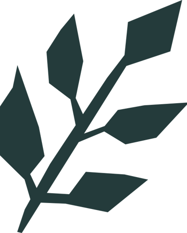 Woodcut of a branch with leaves.
