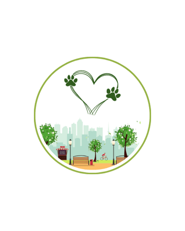 Julia's Pet Pals round element with a heart and park that is inspired by Massachusetts
