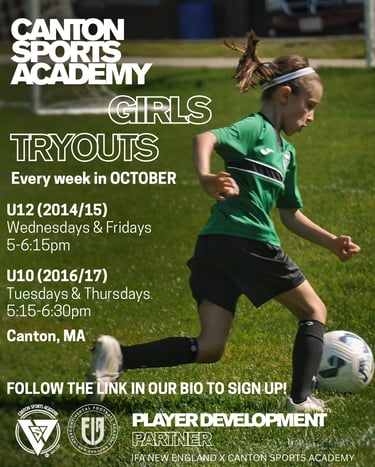 Soccer tryouts for girls in Canton