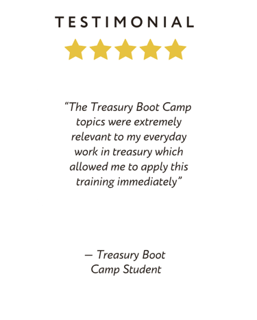 Treasury Boot Camp Client Testimonial - Treasury Work