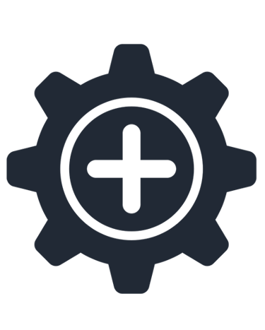 a gear with plus sign inside