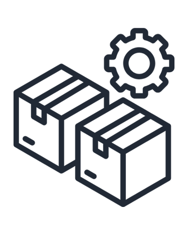 closed boxed with gear icon on top to represent inventory in industry