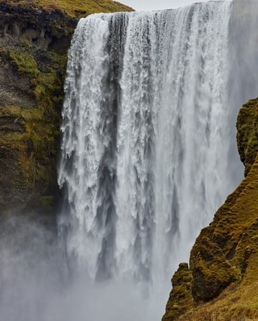 Skógafoss waterfall on a bad whether day