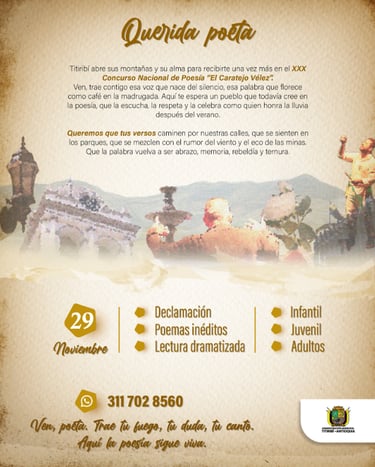 premio de poesía "El caratejo Vélez" para el poeta Jairo Carrasquilla Tobón