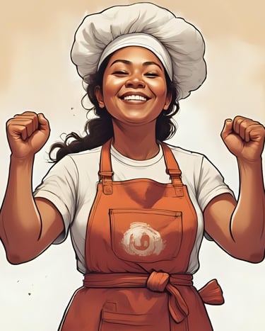illustration d'une chef heureuse et combative