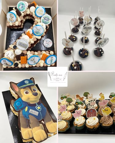 number cake personnalisés , pop cakes, cupcakes