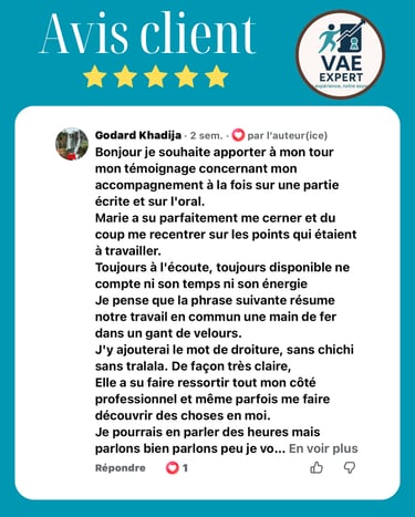 VAE EXPERT - Marie Aubertin - témoignage Accompagnement VAE en Alsace
