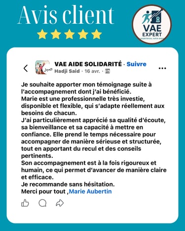 VAE EXPERT - Marie Aubertin - témoignage Accompagnement VAE en Alsace
