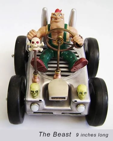 Assemblage car sculpture named The Beast by artist Tal Avitzur.