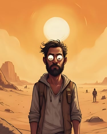 man lost in the desert